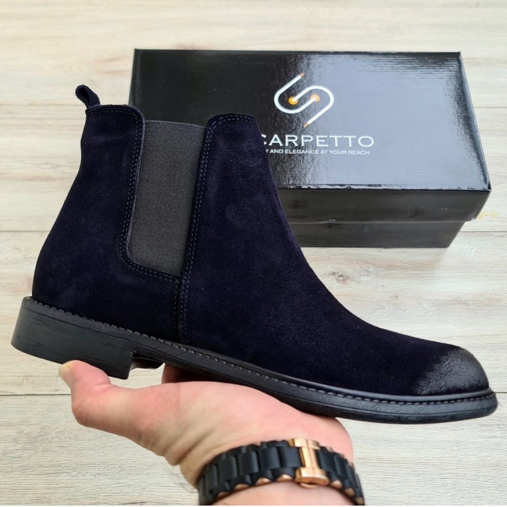 Carpetto Men's Navy Suede Chukka Boots Size 39 EU